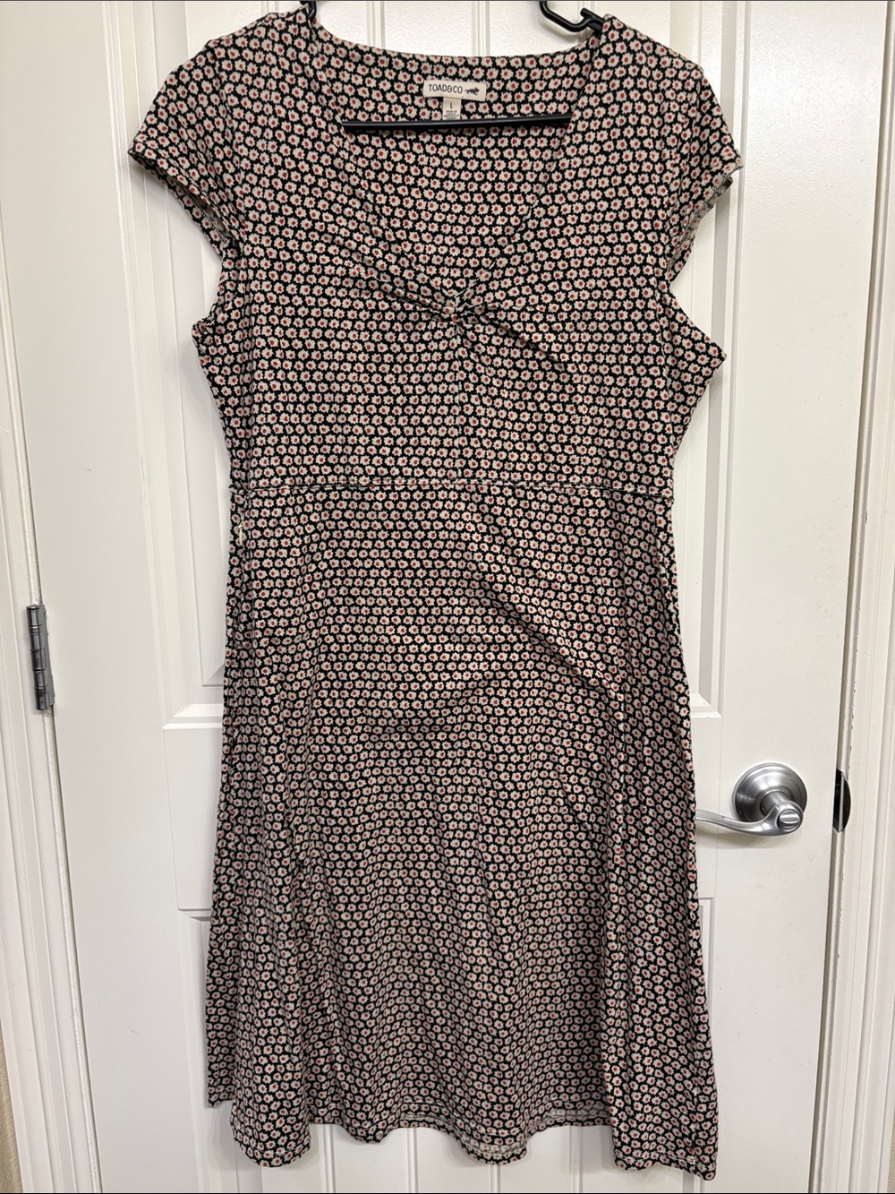 Toad&Co Black and red Cap-Sleeve Midi Dress summer vacation beach office